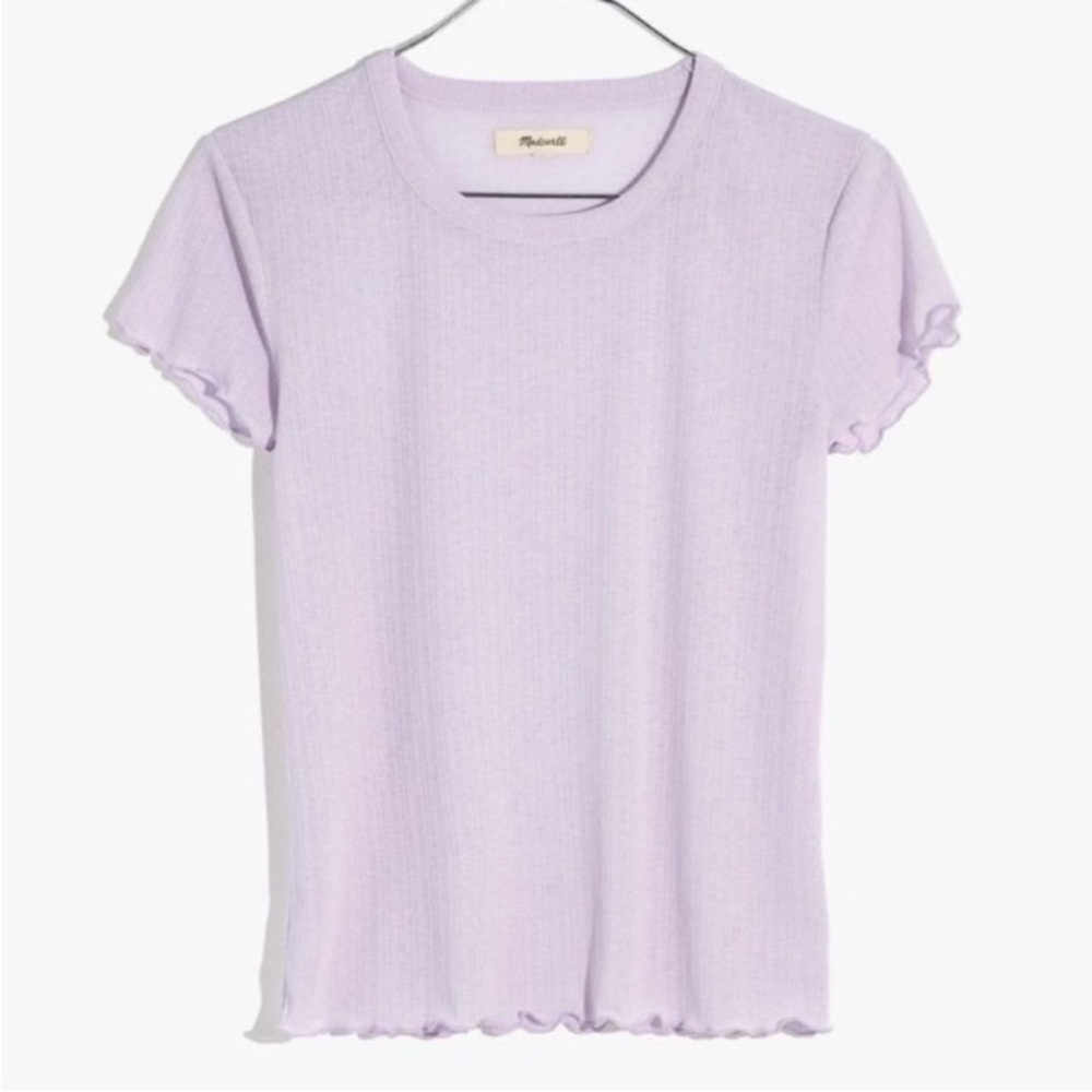 Madewell Light Purple Pointelle Lettuce-Hem Baby Tee
